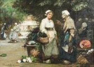 (d.1938) Market Day, France by Flora MacDonald Reid