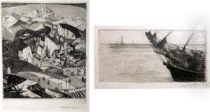 The Bowsprit, Signed Etching, 8x18cm And