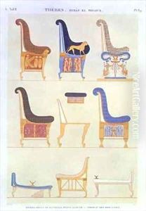 Illustrations of various painted seats and armchairs from the 5th Tomb of the Kings at the east Byban el Molouk Illustrations of various painted seats and armchairs from the 5th Tomb of the Kings at the east Byban el Molouk