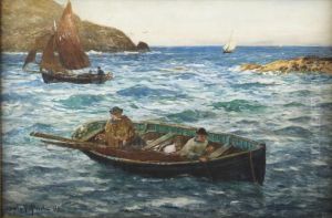 Fishing Boats Off Polperro by John Robertson Reid