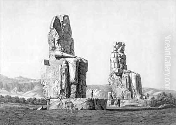 View of the two colossus at Memnonium Thebes - view 1