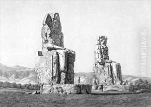 View of the two colossus at Memnonium Thebes by Andre Dutertre