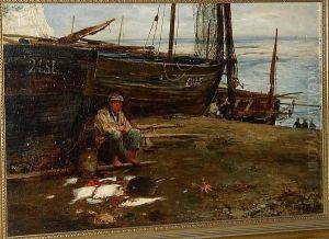 A Young Fisherman By The Boats A Young Fisherman By The Boats