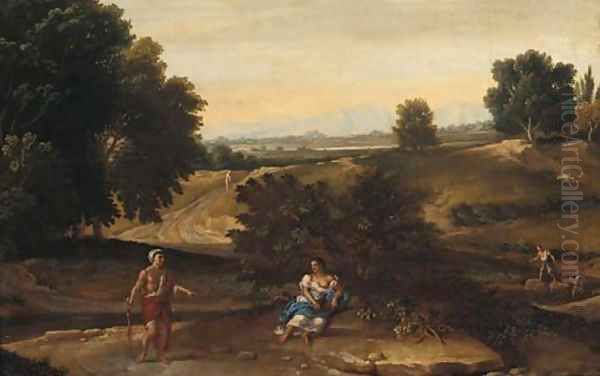 An Italianate landscape with figures resting near a stream - view 1