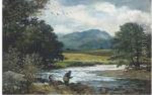 An Angler On A River Bank