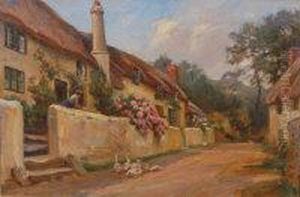 Village Street Scene by Robert Payton Reid