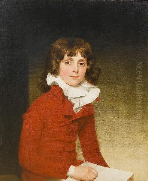 Portrait Of A Young Boy, Seated, Half-length, In A Red Coat With A White Chemise - view 1