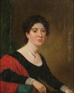 Portrait Half Length, Of A Lady Seated, Wearing A Black Dress