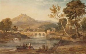 View Of Llangollen,wales by Ramsay Richard Reinagle