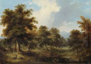 A Wooded Glade With Pheasants And Rabbits, A Sportsman And His Dogbeyond