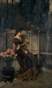 Lady With Roses by Louis, Ludwig Reinhardt