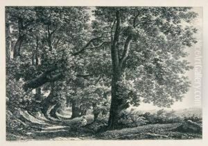 Der Ruhende Wanderer Am Wege Unter Grosen Baumen. by Johann Christian Reinhart