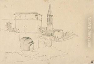 Blick Auf Eine Befestigte, Italienische Landschaft. by Heinrich Reinhold