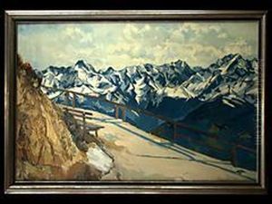 Blick Auf Die Alpspitze Bei Garmisch by Carl Reiser