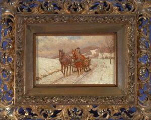 Pferdeschlitten In Winterlandschaft - view 1