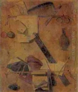 Signed On A Letter Lower Right
Andrea Remps Pitor/ Verona And Dated On The Almanac On The Left 1683 by Andrea Domenico Remps