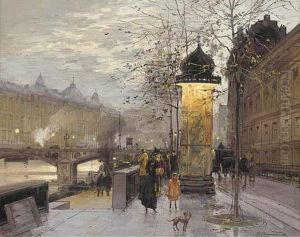 A Parisian Street Scene by Paul Renard