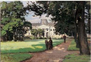 Peintre Dans Le Parc Du Chateau by Alfred Renaudin