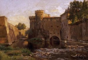 Castle By The River Loire by Alfred Renaudin