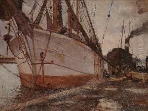 Boats In The Dockyard by Joseph Fred. Percy Rendell