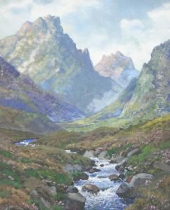 A Highland Glen With A Burn Running Through It by George Melvin Rennie
