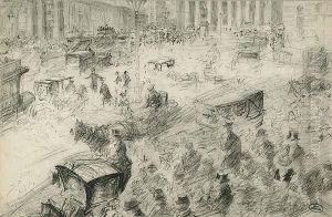 The Bank Of England And The Royal Exchange, London by Paul Renouard