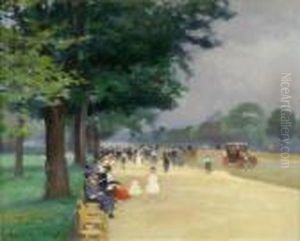 'avenue De Bois De Boulogne, Printemps 1911' No.68 by Jules Ernest Renoux