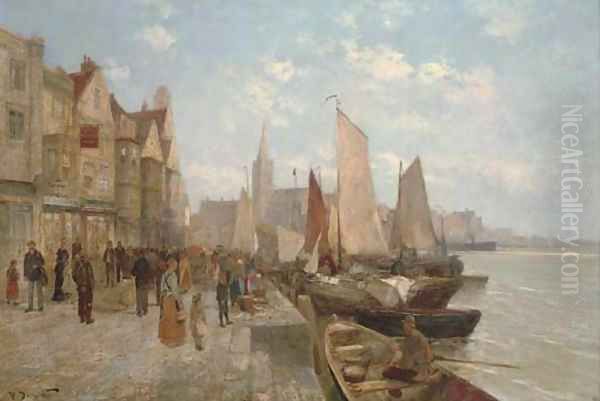 Unloading the catch in the port of Danzig - view 1