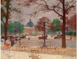 Avenue Des Champs Elysees by Jules Ernest Renoux