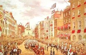 Wedding Procession of Edward Prince of Wales and Princess Alexandra Driving through the City at Temple Bar by Robert Dudley