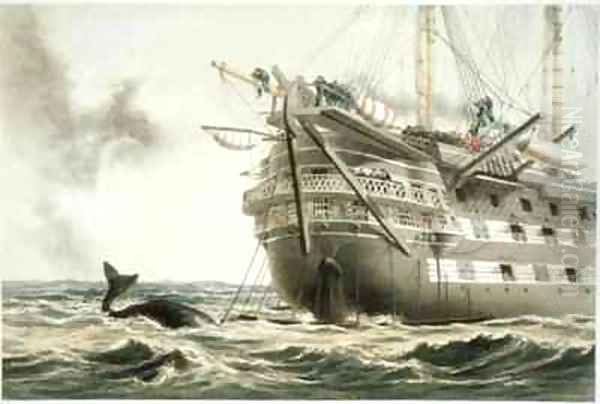 HMS Agamemnon laying the original Atlantic cable - view 1