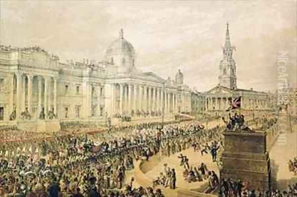 Wedding procession of Edward Prince of Wales and Princess Alexandra at Trafalgar Square - view 1