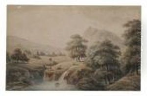 An Italianate Landscape With Shepherds Resting by Humphrey Repton