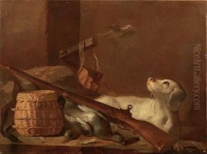 Natura Morta Di Cacciagione Con Fucile, Cane Ed Uccelli In Volo by Arcangelo Resani