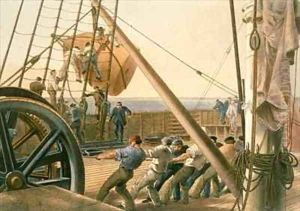 Preparing to launch one of the large buoys
