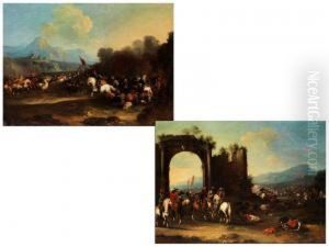 Paar Schlachtengemalde by Pandolfo Reschi