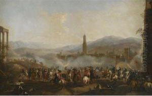An Army Besieging A Town
