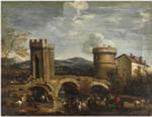 Scena Di Battaglia Presso Un Ponte by Pandolfo Reschi