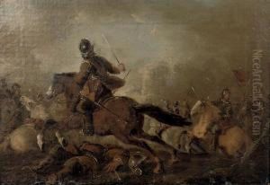 A Cavalry Skirmish by Pandolfo Reschi