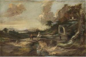Paesaggio Con Viandanti Su Un Ponte by Pandolfo Reschi