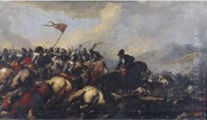 A Cavalry Engagement by Pandolfo Reschi