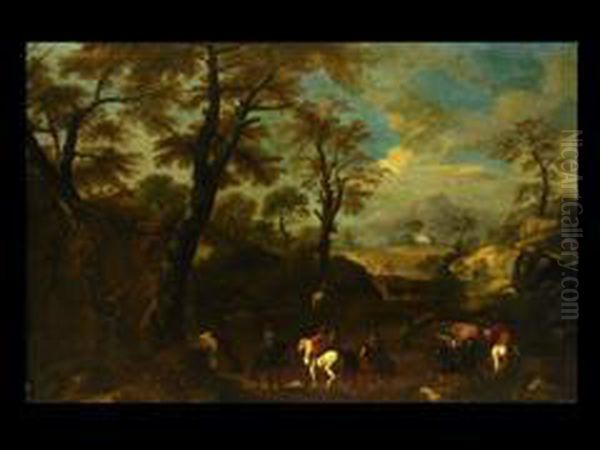 Reiter In Einer Schlucht Vor Tiefer Landschaft
Ol/lwd. Alt Doubliert. 93 X 141 Cm - view 1