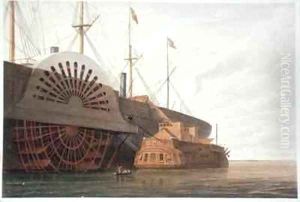 The Old Frigate HMS Agamemnon with her weight of cable alongside the SS Great Eastern The Old Frigate HMS Agamemnon with her weight of cable alongside the SS Great Eastern