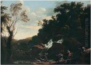 Landscape With A Stag Hunt by Pandolfo Reschi