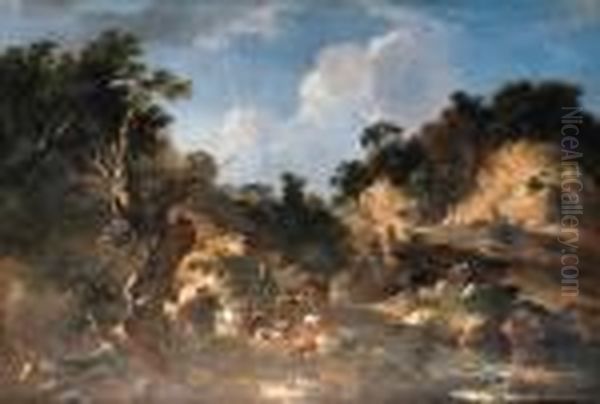An Italianate Landscape With A Hunting Party - view 1