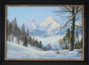 Blick Auf Den Watzmann Im Winter