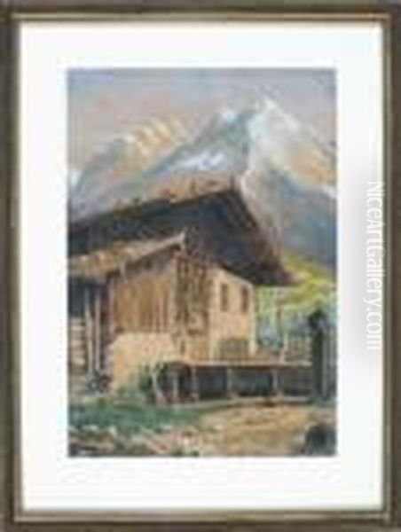 Blick Von Einem Berghof Auf Schneebedeckte Gipfel - view 1