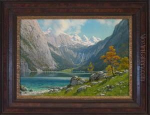 Blick Uber Den Obersee Am Konigssee Mit Dem Rothbachfall