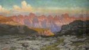 'die Rosengartengruppe In Der Abendstimmung Vom Schlernhaus Gesehen'.