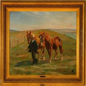 A Farmer With Histwo Horses